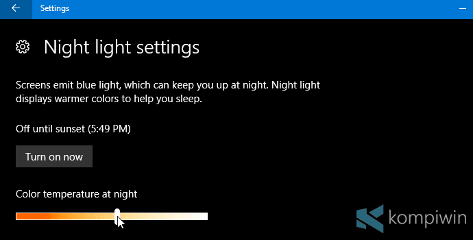 night light windows 10