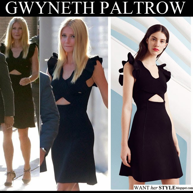 WHAT SHE WORE: Gwyneth Paltrow in black cutout Issa mini dress at Jimmy ...