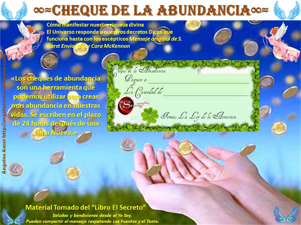 Ángeles Amor: EL CHEQUE DE LA ABUNDANCIA ~ LUNA NUEVA EN TAURO 26 Abril ...