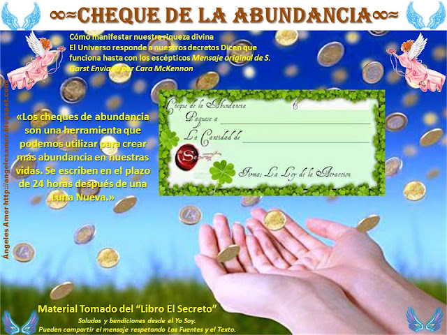 Ángeles Amor: EL CHEQUE DE LA ABUNDANCIA ~ LUNA NUEVA EN TAURO 26 Abril ...