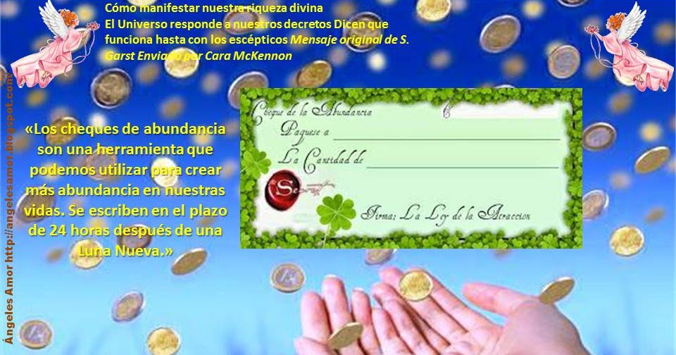 Ángeles Amor: EL CHEQUE DE LA ABUNDANCIA ~ LUNA NUEVA EN TAURO 26 Abril ...