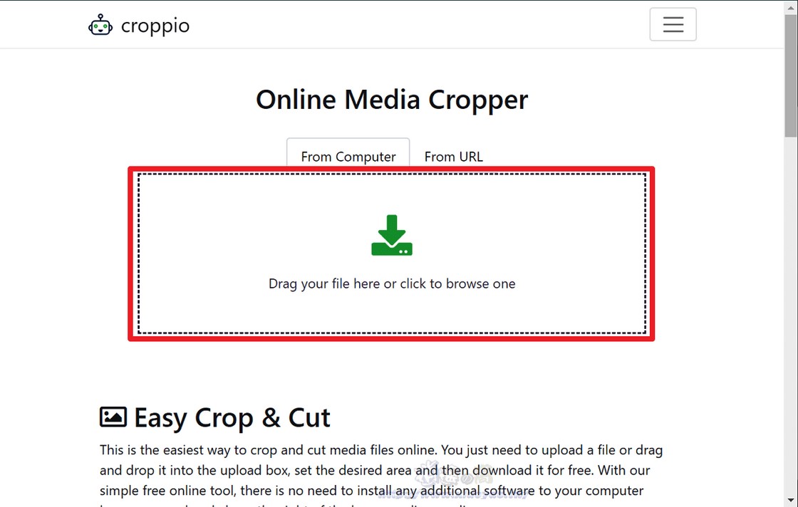 Croppio 線上媒體檔案分割工具