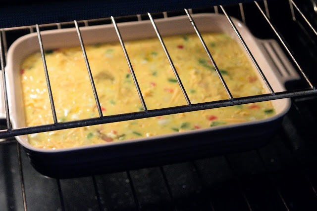 The Denver Omelet Casserole in the oven. 