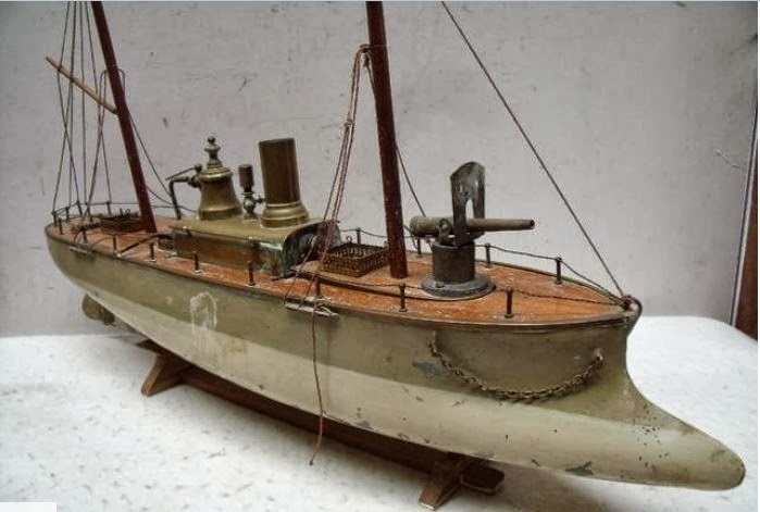 Bateau Jouet Ancien PLASTICA Années 1960 - Vedette à Moteur Mécanique à Clé, 34 Cm, Collector