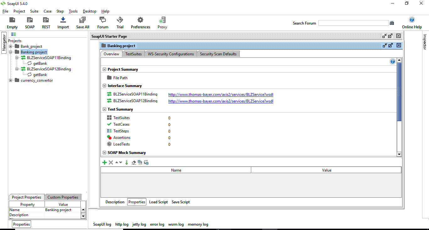 SoapUI How to create Soap project with new test suite using WSDL URL