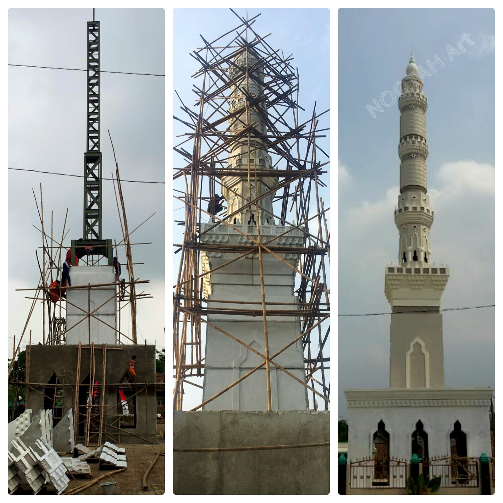Pembuatan Menara Masjid dengan Sistem Cetak Modul GRC
