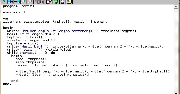 Algoritma Konversi Bilangan Desimal Ke Bilangan Binary Dengan Program Pascal Jaringan Lan Soal Latihan Damankom