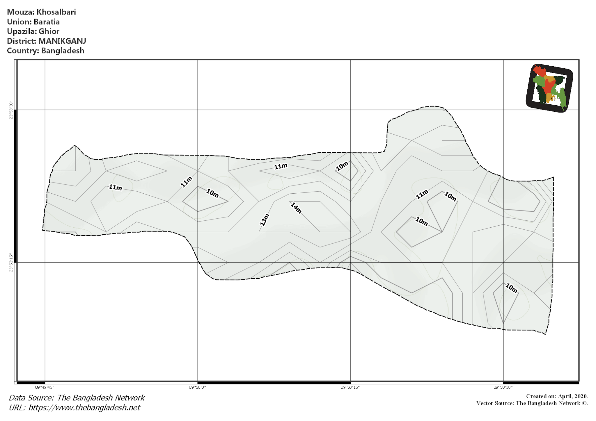 Map of Khosalbari Mouza of Ghior Upazila, MANIKGANJ, Bangladesh.
