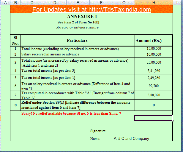tds-tax-india-form-10e-or-relief-u-s-89-1-for-financial-year-2011-12