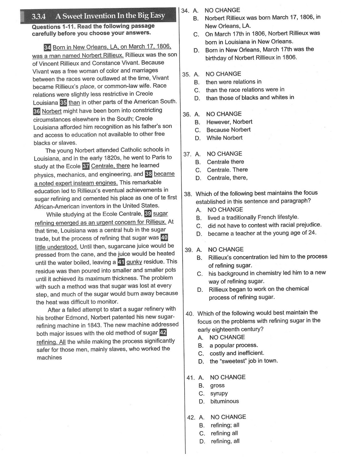 Writing and Language Section Test