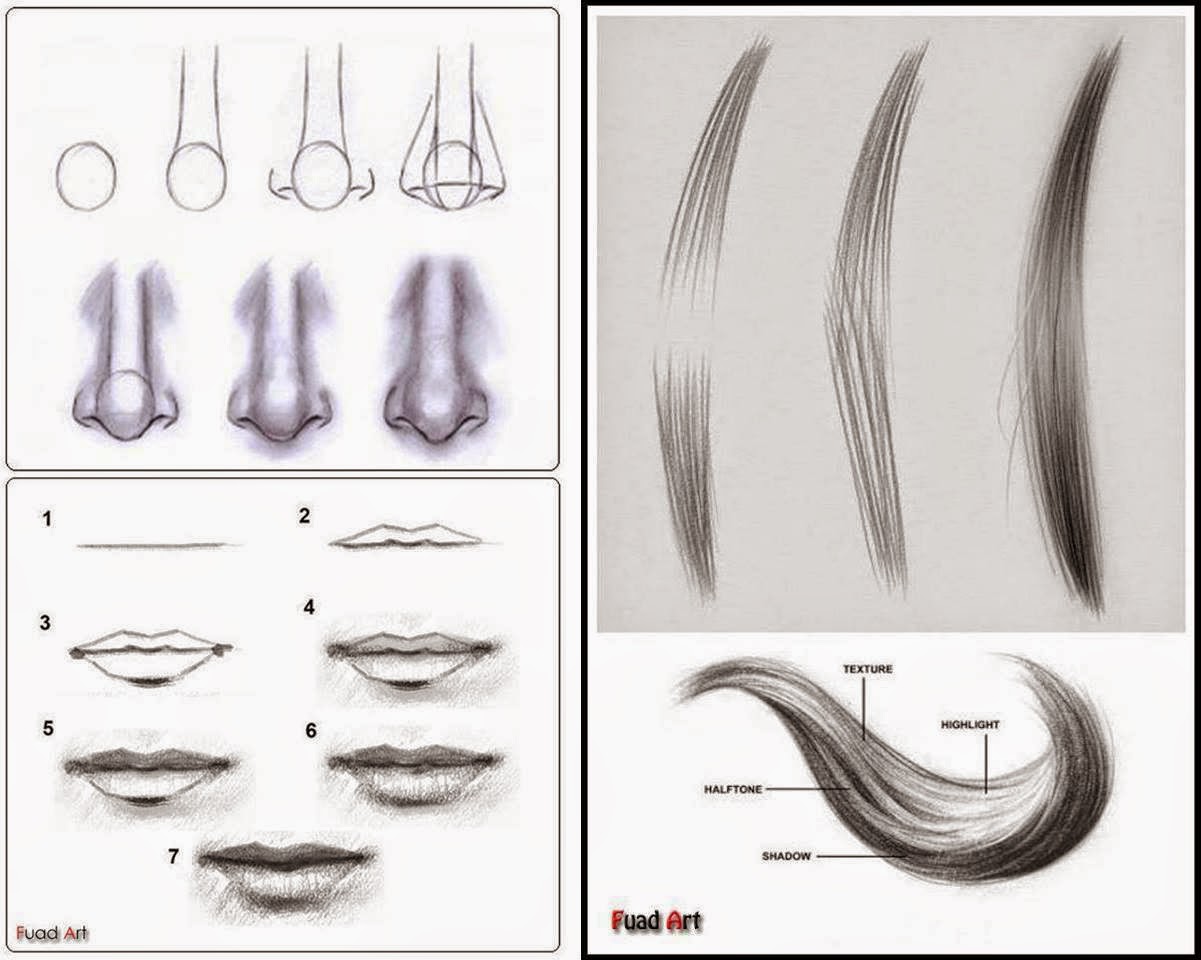 Tutorial Realis Teknik Sederhana Menggambar Hidung Bibir Dan