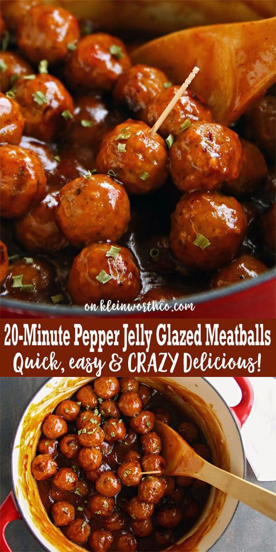 20Minute Pepper Jelly Glazed Meatballs Awesome Foods