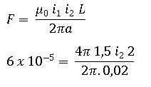 Menghitung arus dari persamaan gaya lorentz dua kawat sejajar