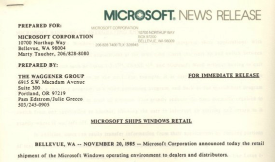 microsoft press release
