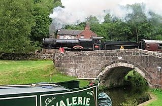 NB Valerie & Steam Train by Les Biggs