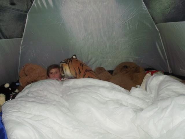 How many cuddly toys in the tent