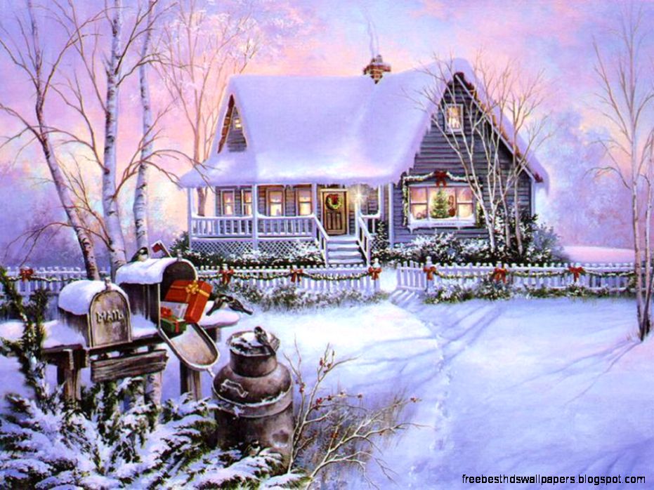 Christmas Art 03   Christmas Winter Scenes Wallpaper Image