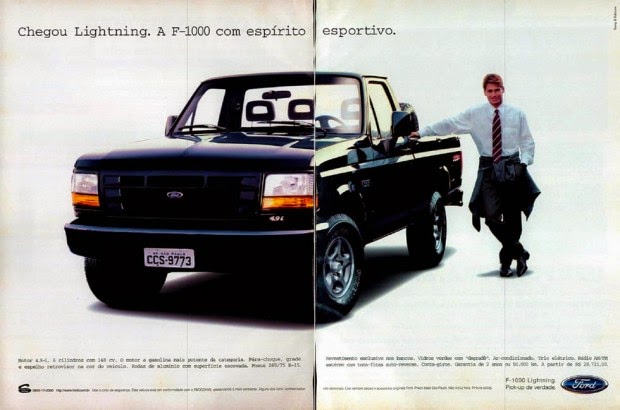 Propaganda da Ford F-1000 Lightning apresentada em 1998.