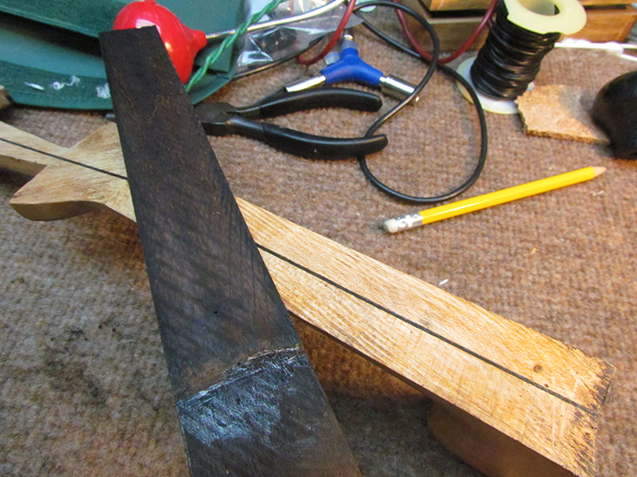 Gluing Fingerboard and Headstock Veneer on the Princess Banjo-Mandolin ...