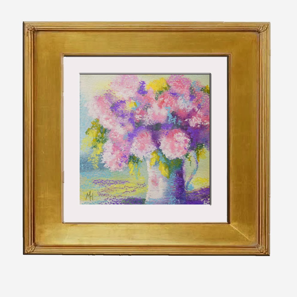 Marion's Floral Art Blog Summer Posy oil pastel painting