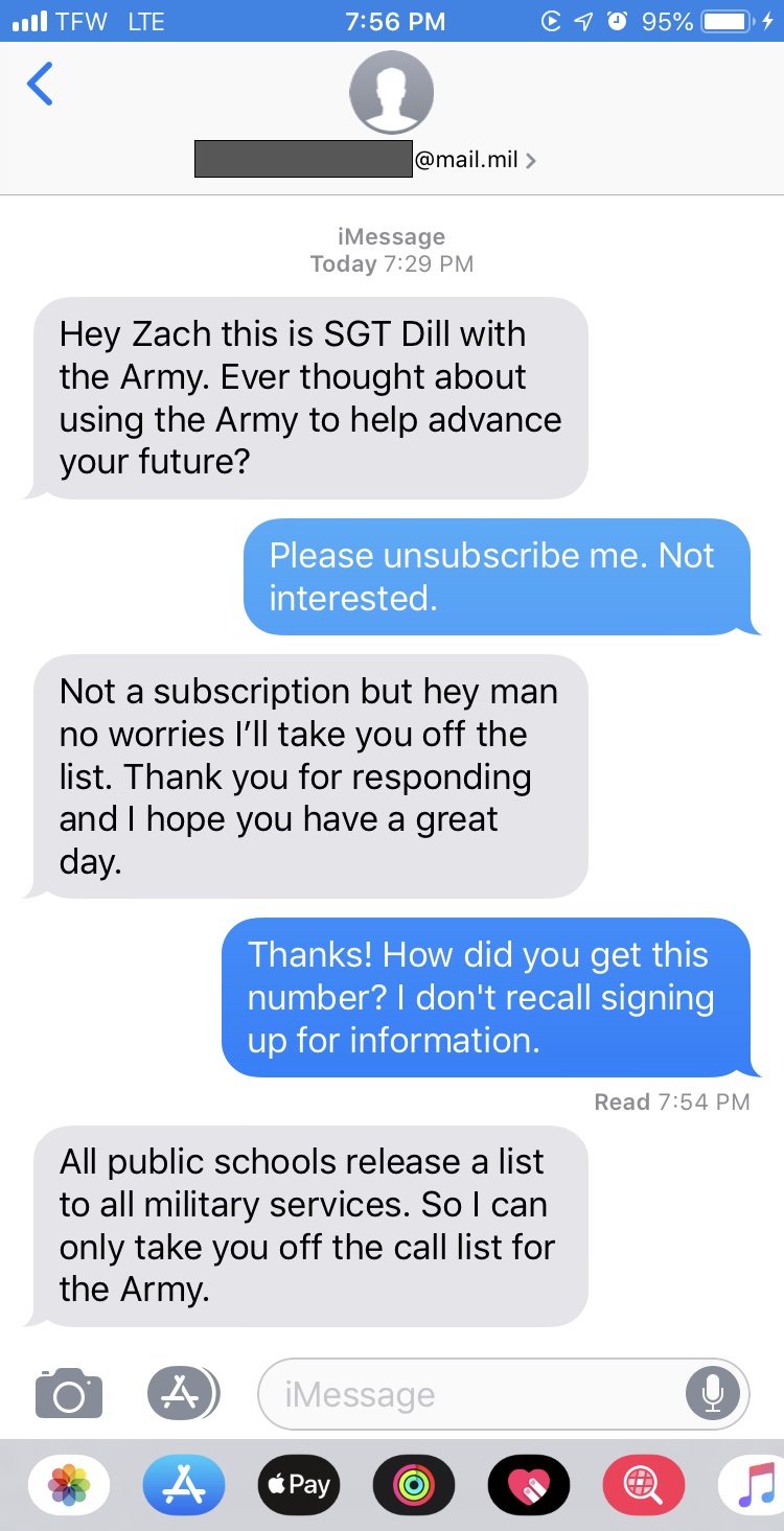 Army Recruiting Text Message Examples