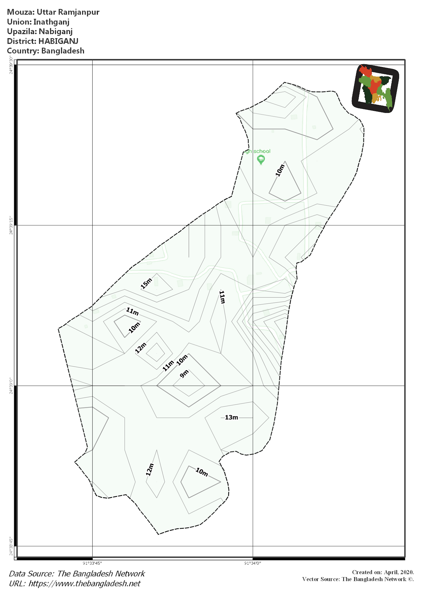 Map of Uttar Ramjanpur Mouza of Nabiganj Upazila, HABIGANJ Map of Uttar Ramjanpur Mouza of Nabiganj Upazila, HABIGANJ, Bangladesh.