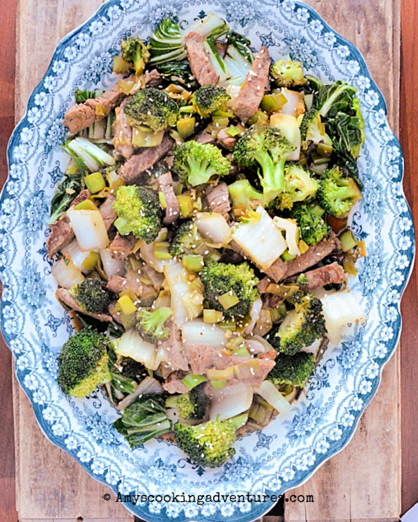 Beef Stir Fry with Leeks, Broccoli, & Bok Choy