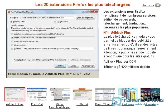 Les 20 extensions Firefox les plus téléchargées