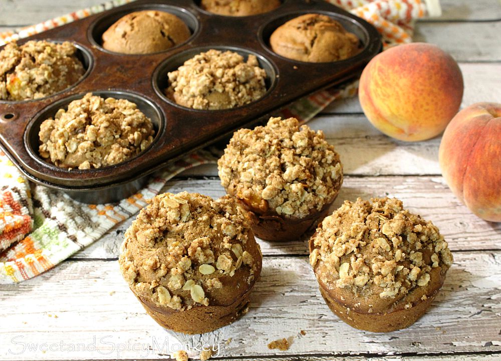 Sweet and Spicy Monkey Healthy Peach Breakfast Muffins