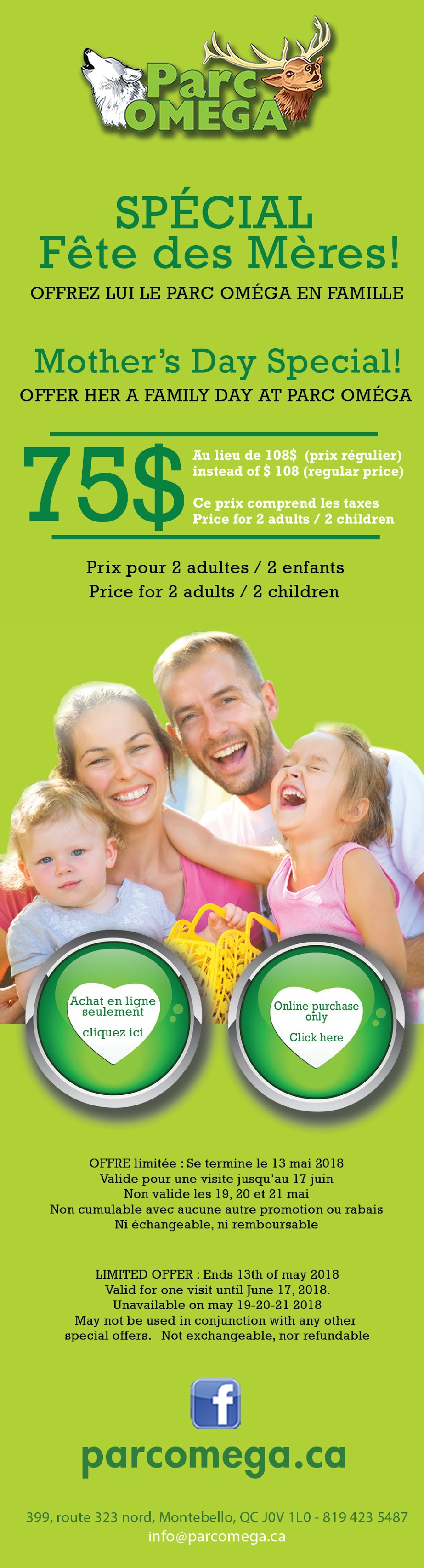 Coupons et rabais pour parc Omega