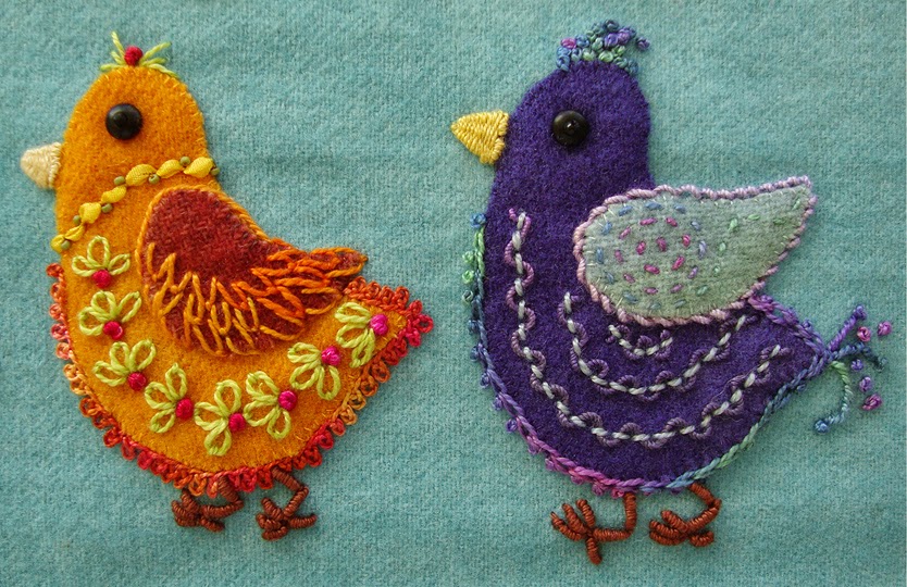 Beadlust Wool Applique Chicks with Emerging Personalities