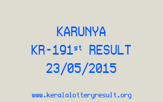 Karunya KR 191 Lottery Result 23-5-2015