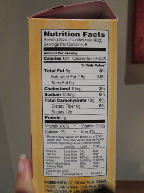 Trader Joe's Mini Ginger Pumpkin Ice Cream Mouthfuls Nutrition Facts
