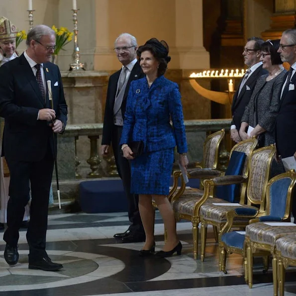King Carl Gustaf, Queen Silvia, Princess Madeleine, Christopher O'Neill, Prince Daniel, Princess Estelle, Prince Carl Philip and Princess Sofia attended the “Te Deum” church service at the Royal Chapel in Stockholm, Sweden