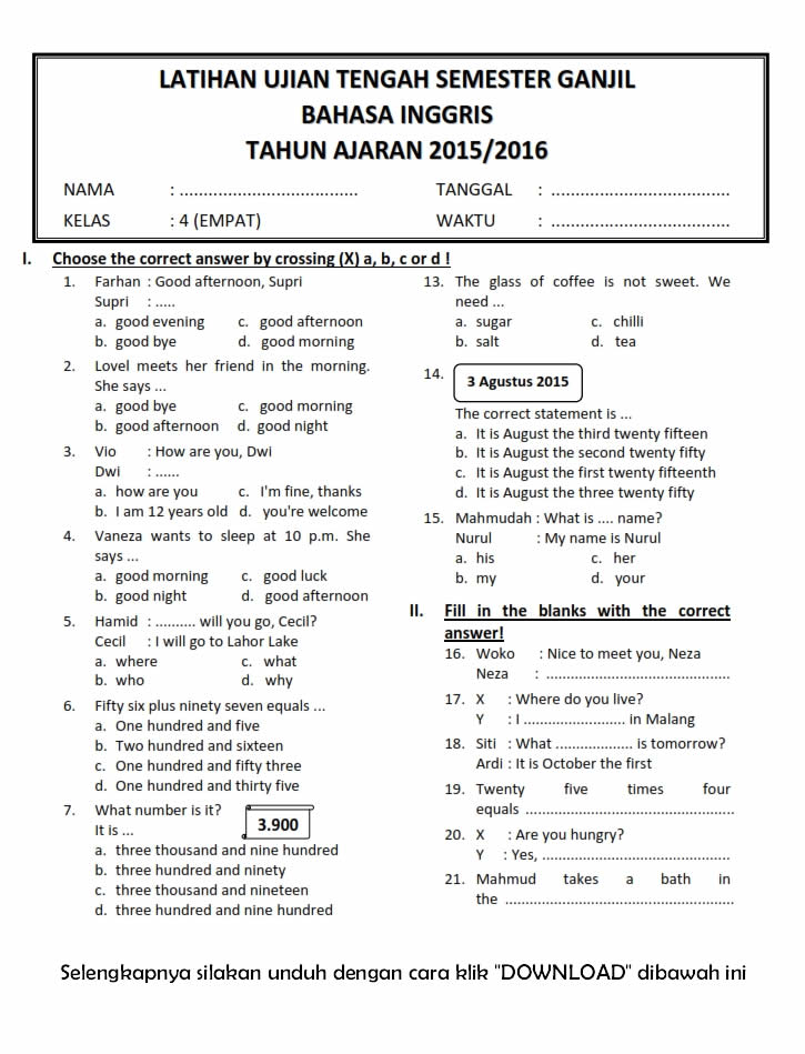 kumpulan soal uts matematika sd kelas 4 semester 22 kumpulan soal uts matematika sd kelas 4 semester 22