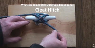 Tying a cleat hitch to a cleat on a board