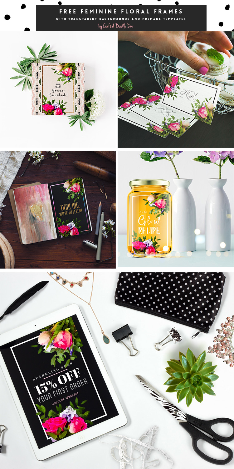 Free Feminine Summer Floral Frames by Craft A Doodle Doo #free #printables #feminine #floral #design #elements