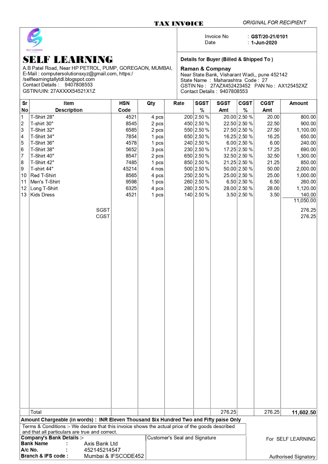 All tally invoice format sample s call us whats app no 9407808553