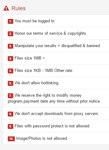 The Rules you must Follow to earn using a File Host.