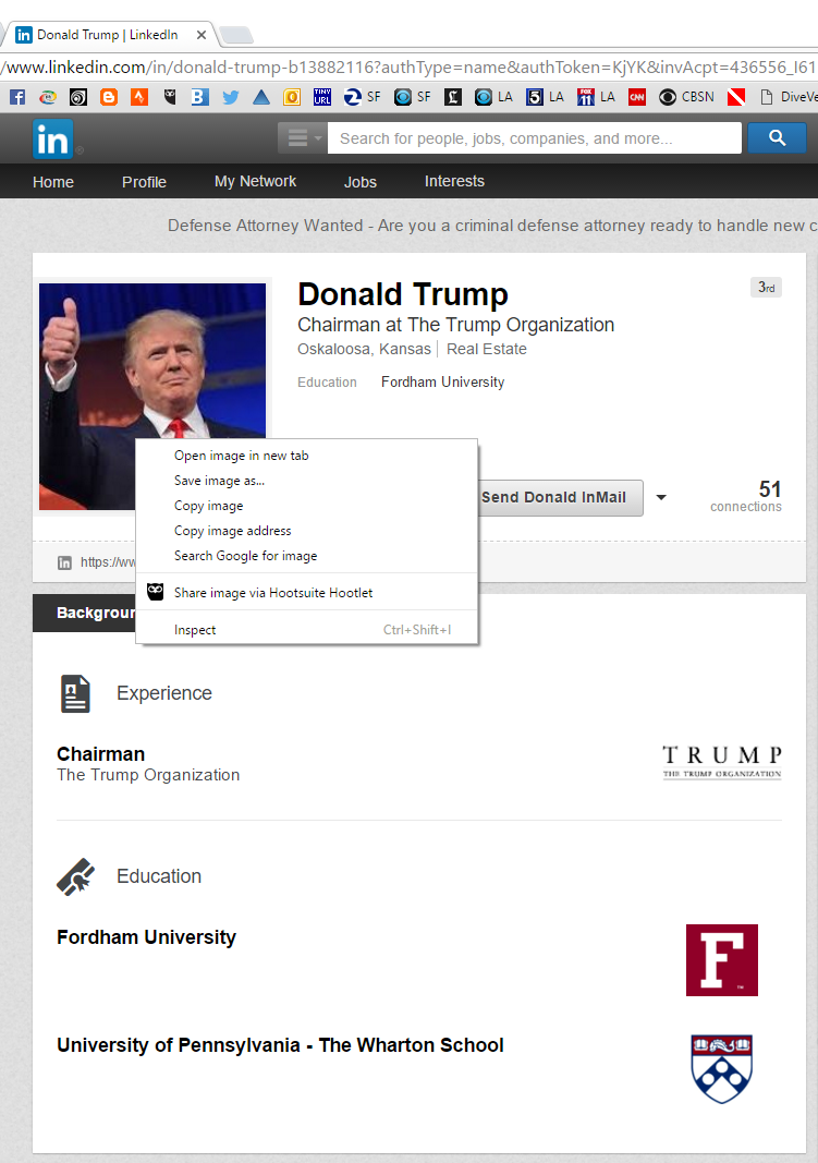 COURT TECHNOLOGY and TRIAL PRESENTATION LinkedIn With Donald Trump
