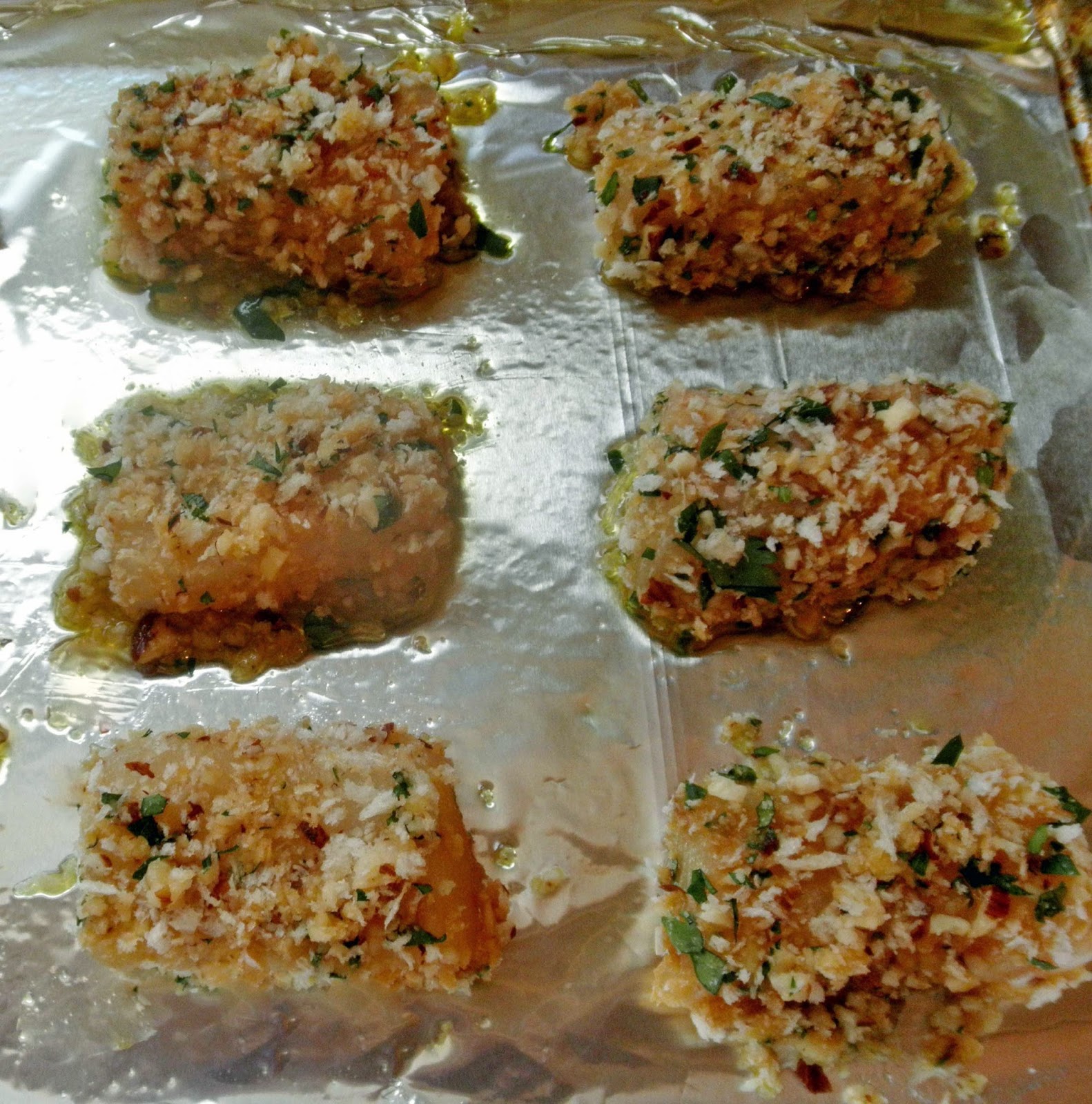 Cecelia Heer's Culinary Corner HALIBUT NUGGETS WITH HAZELNUT CRUMB CRUST AND SAUTEED LOBSTER