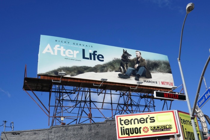 After Life series launch billboard Sunset Strip After Life series launch billboard