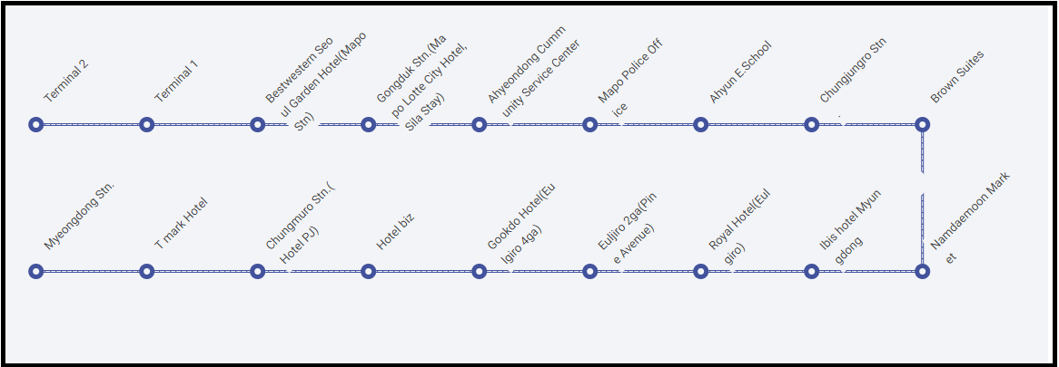 Seoul Bus Route Map Bus 6015 From Incheon Airport To Myeongdong