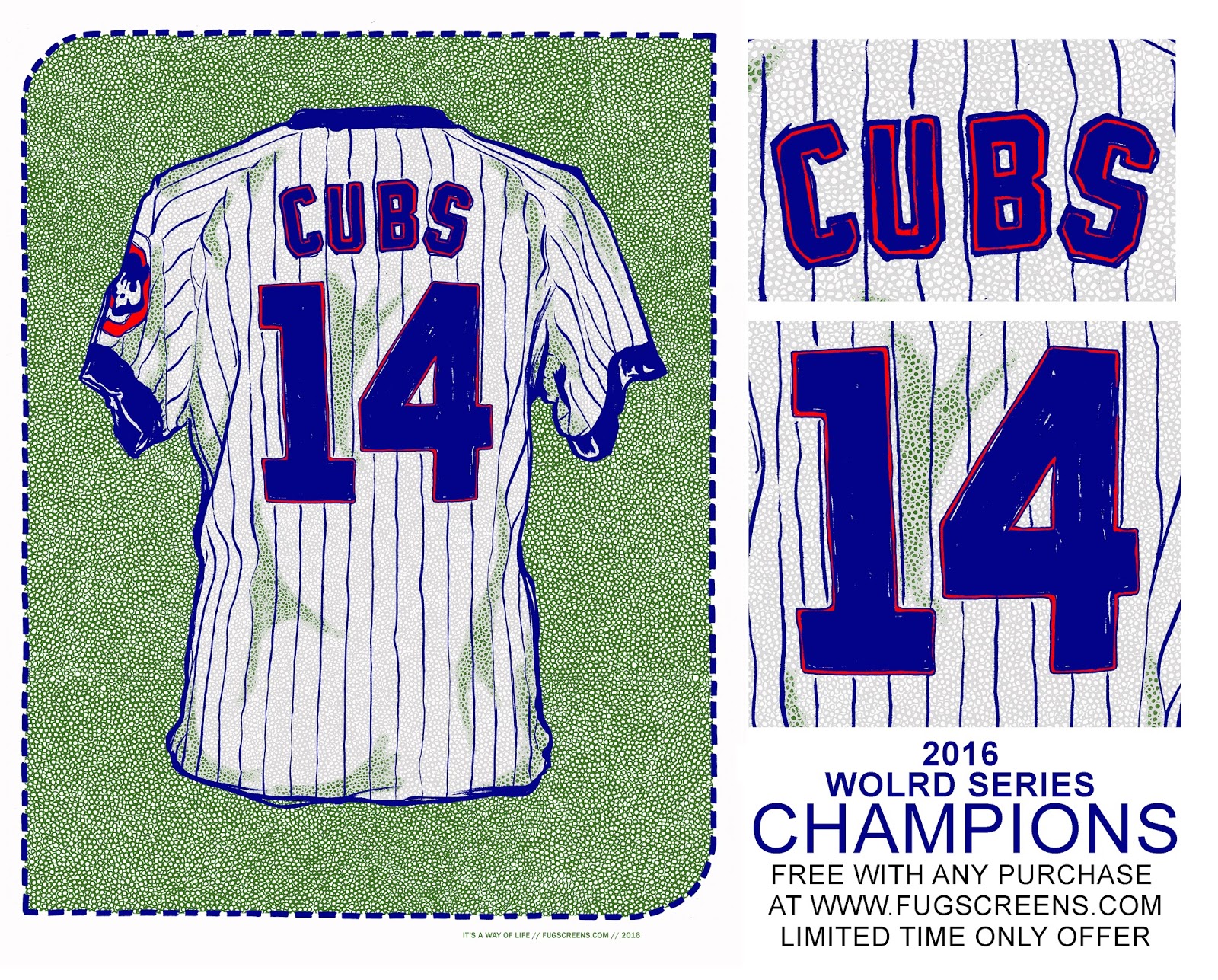 INSIDE THE ROCK POSTER FRAME BLOG: Fugscreens Studio Free Chicago Cubs