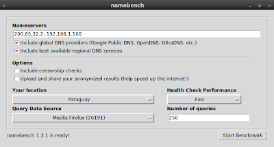 Imagen de NameBench en Ubuntu 10.04
