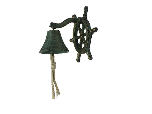  Seaworn Bronze Cast Iron Hanging Ship Wheel Bell 