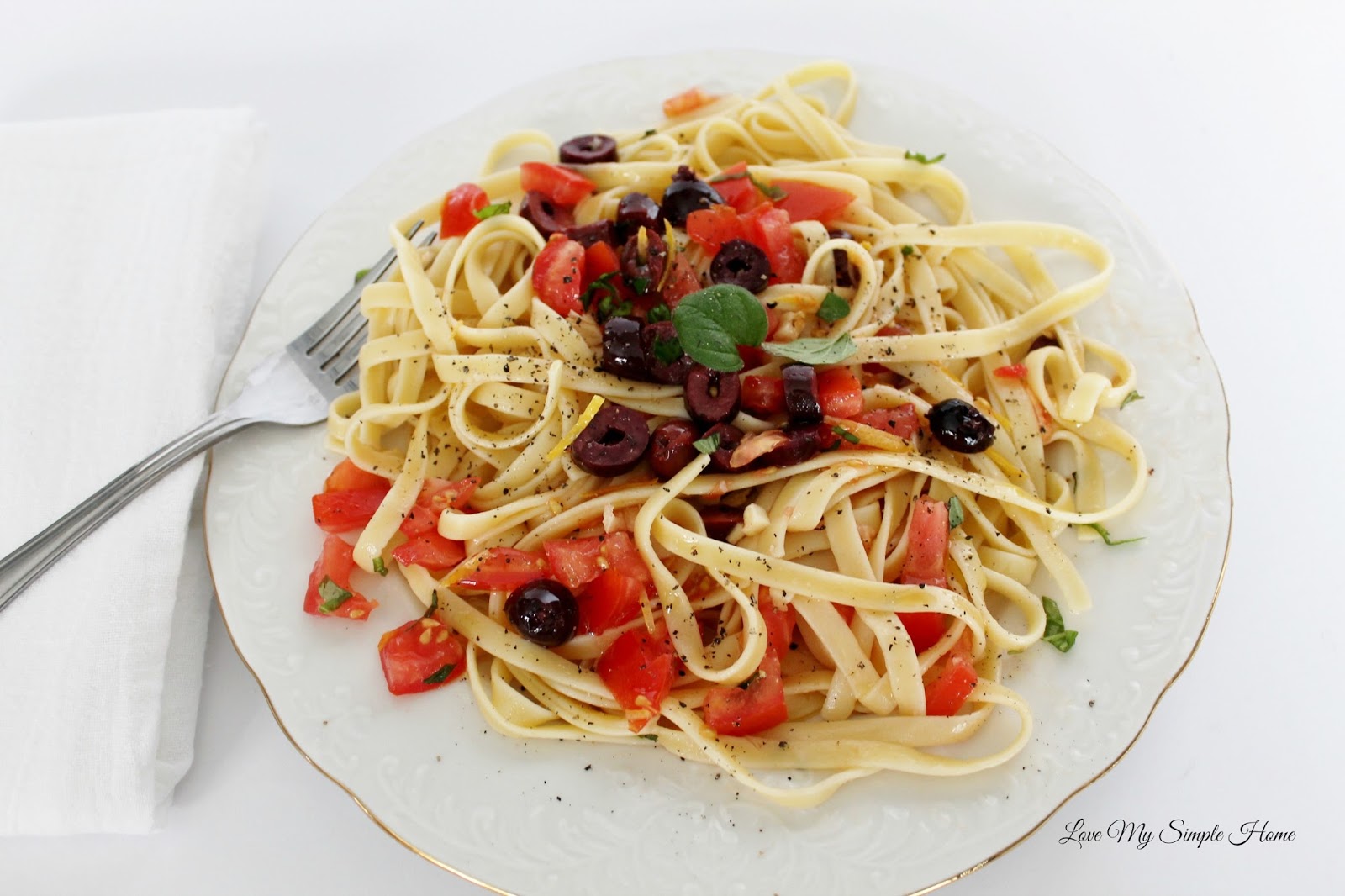Olive & Tomato Fettuccine love my simple home