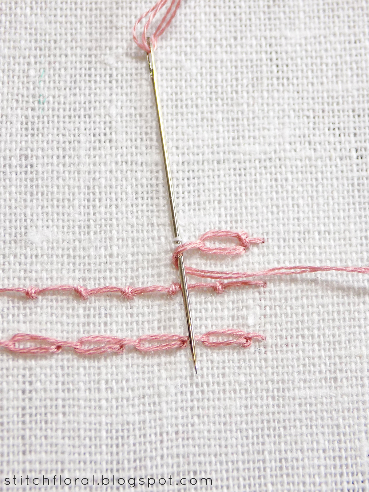 Cable chain stitch & knotted cable stitch and coral stitch Stitch Floral