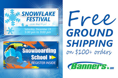 Free Ground Shipping on orders of $100+ through 12/15/15 at Banners.com