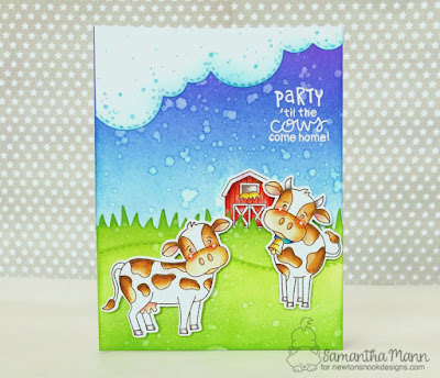 Party 'til the Cows Come Home Card by Samantha Mann, Newton's Nook Designs, Distress Ink, cows, handmade card, cards, birthday, party, #distressinks #cows #cards #zigcleancolorrealbrushmarkers